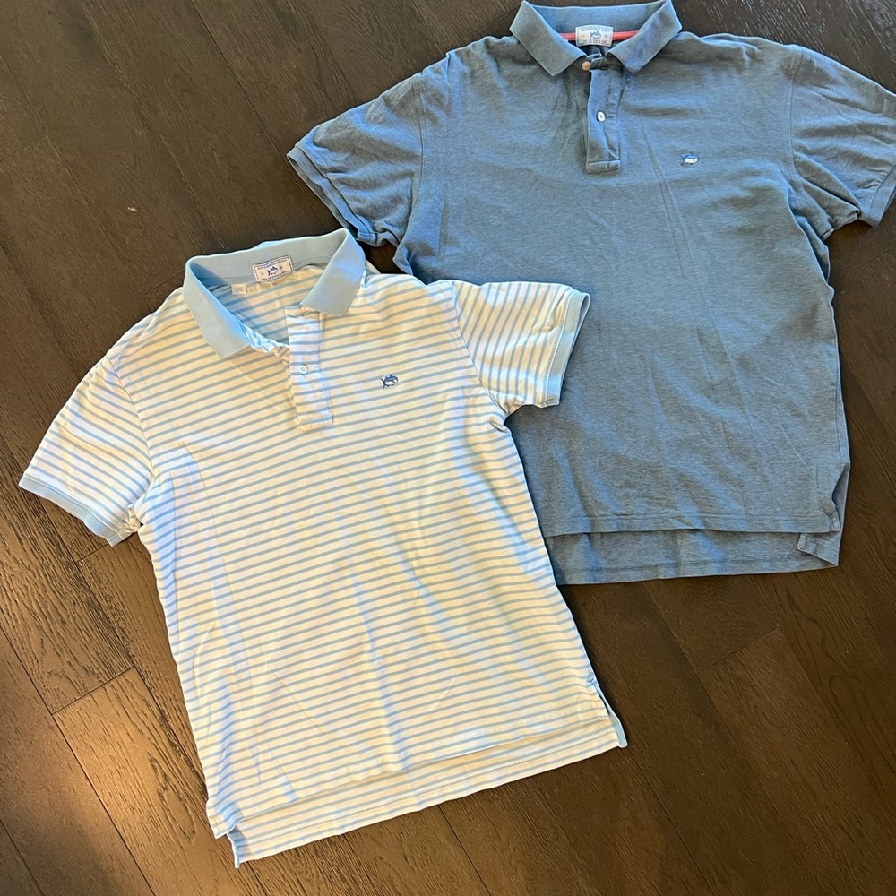 2 Southern Tide blue polos Large